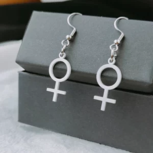 Boucles d'oreilles symbole féminin argentées