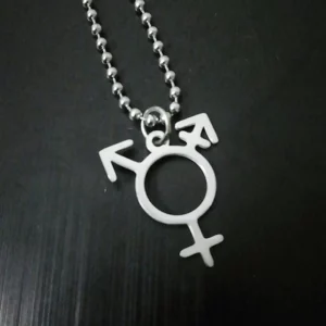 Collier symbole transgenre argenté