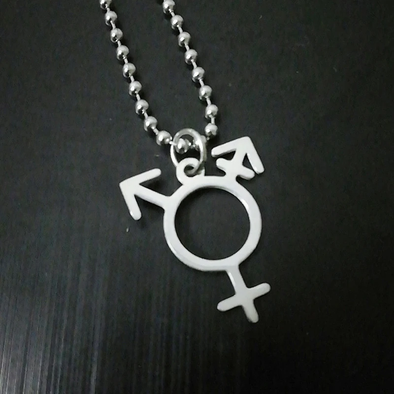 Collier symbole transgenre argenté
