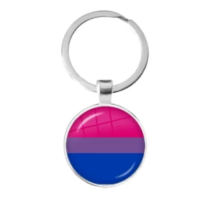 Porte-clés rond Pride bisexualité argenté