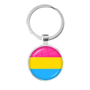 Porte-clés rond Pride pansexualité argenté