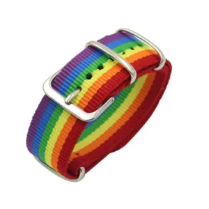 Bracelet tissu Pride coeur arc-en-ciel