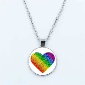 Collier cœur arc-en-ciel pailleté