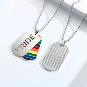 Collier dog tag Pride arc-en-ciel