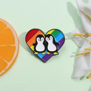Pin's Pride pingouins arc-en-ciel