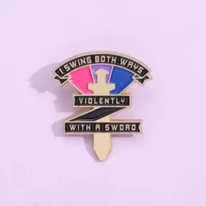 Pin's bisexuel épée « I Swing Both Ways »