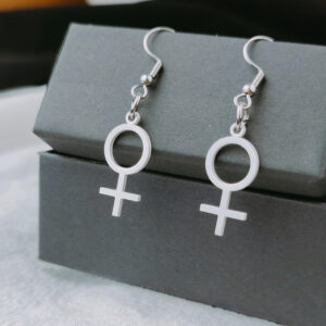 Boucles d’oreilles féministes symbole de Vénus argentées