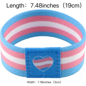 Dimensions du bracelet Pride transgenre élastique