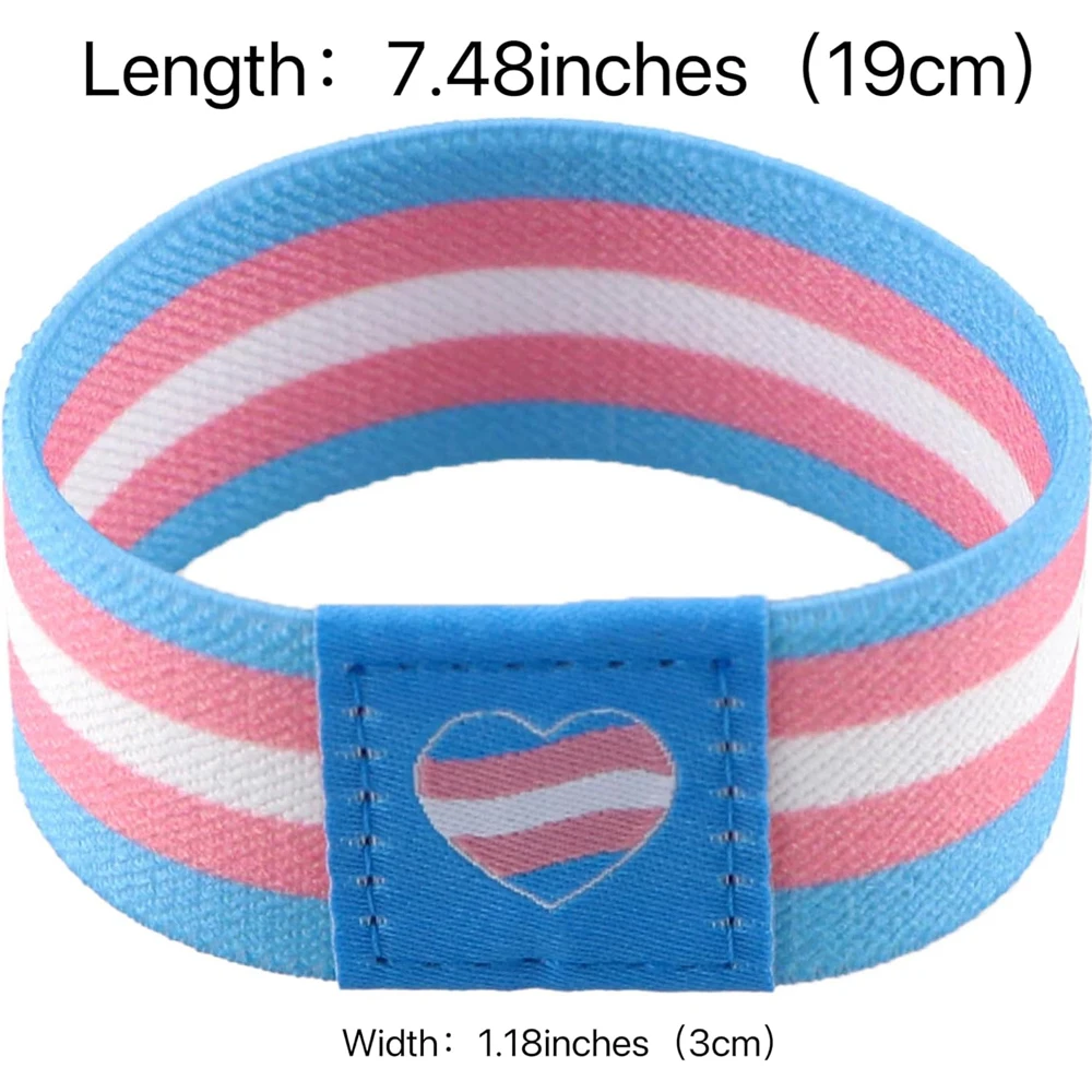 Dimensions du bracelet Pride transgenre élastique