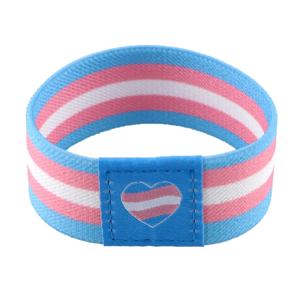 Bracelet transgenre bleu rose et blanc vu de face