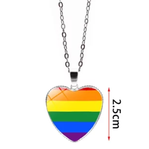 Collier cœur arc-en-ciel Pride avec dimension 2,5 cm
