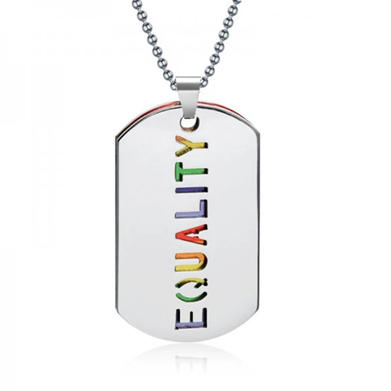 Double pendentif Equality argenté et arc-en-ciel