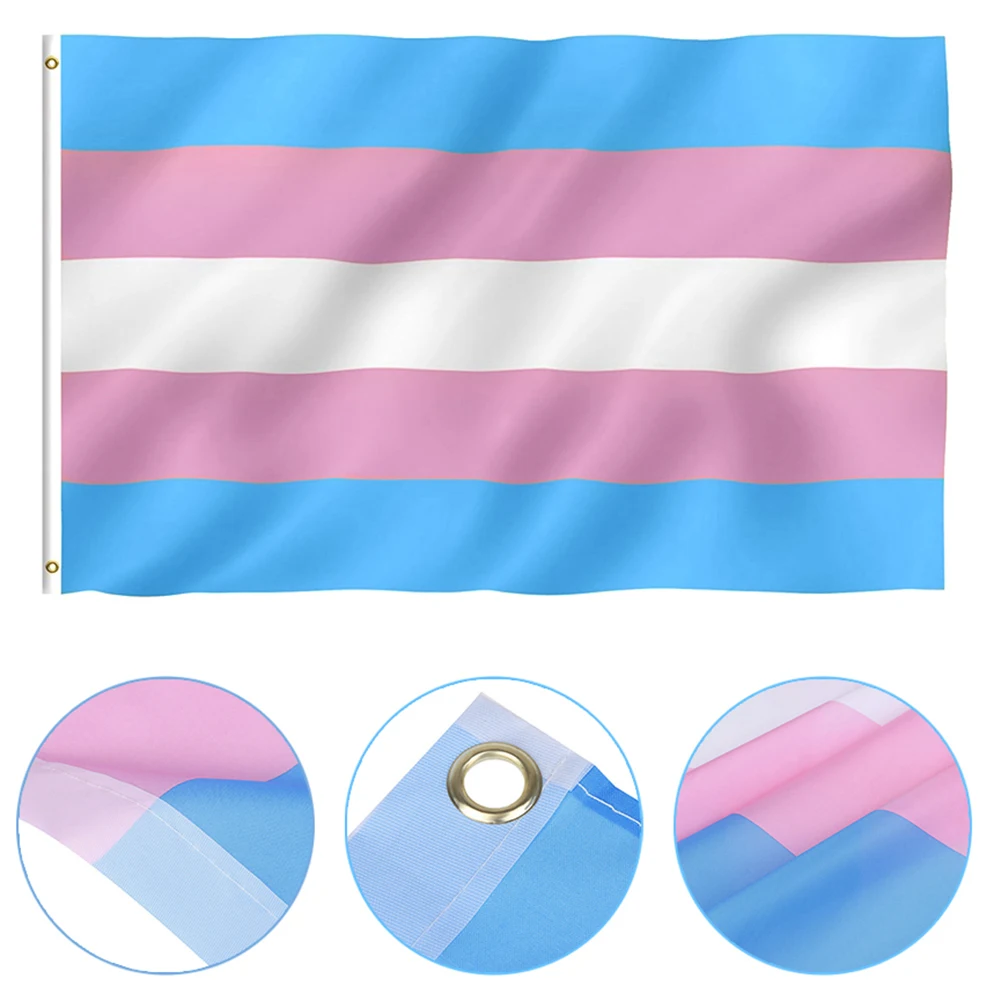 Drapeau transgenre déployé avec détails des finitions