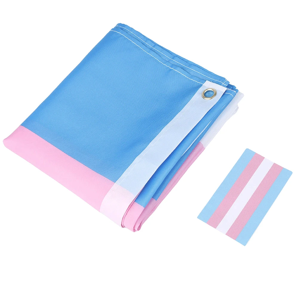Drapeau transgenre plié avec carte assortie