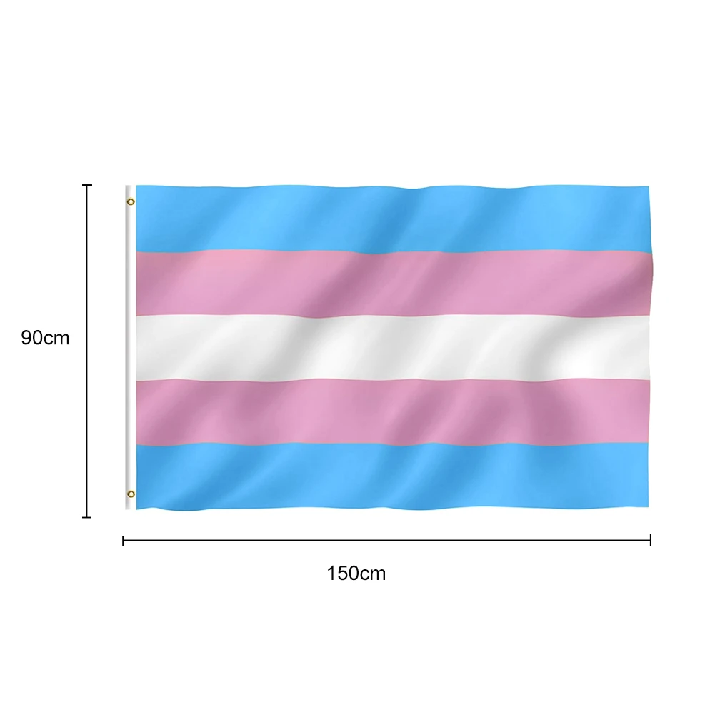 Dimensions 90 par 150 cm du drapeau transgenre