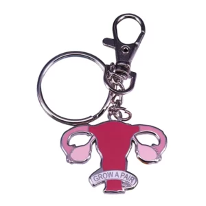 Porte-clés utérus féministe Grow a Pair vu de face